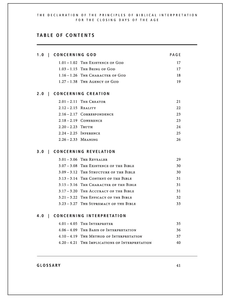 Declaration Table of Contents